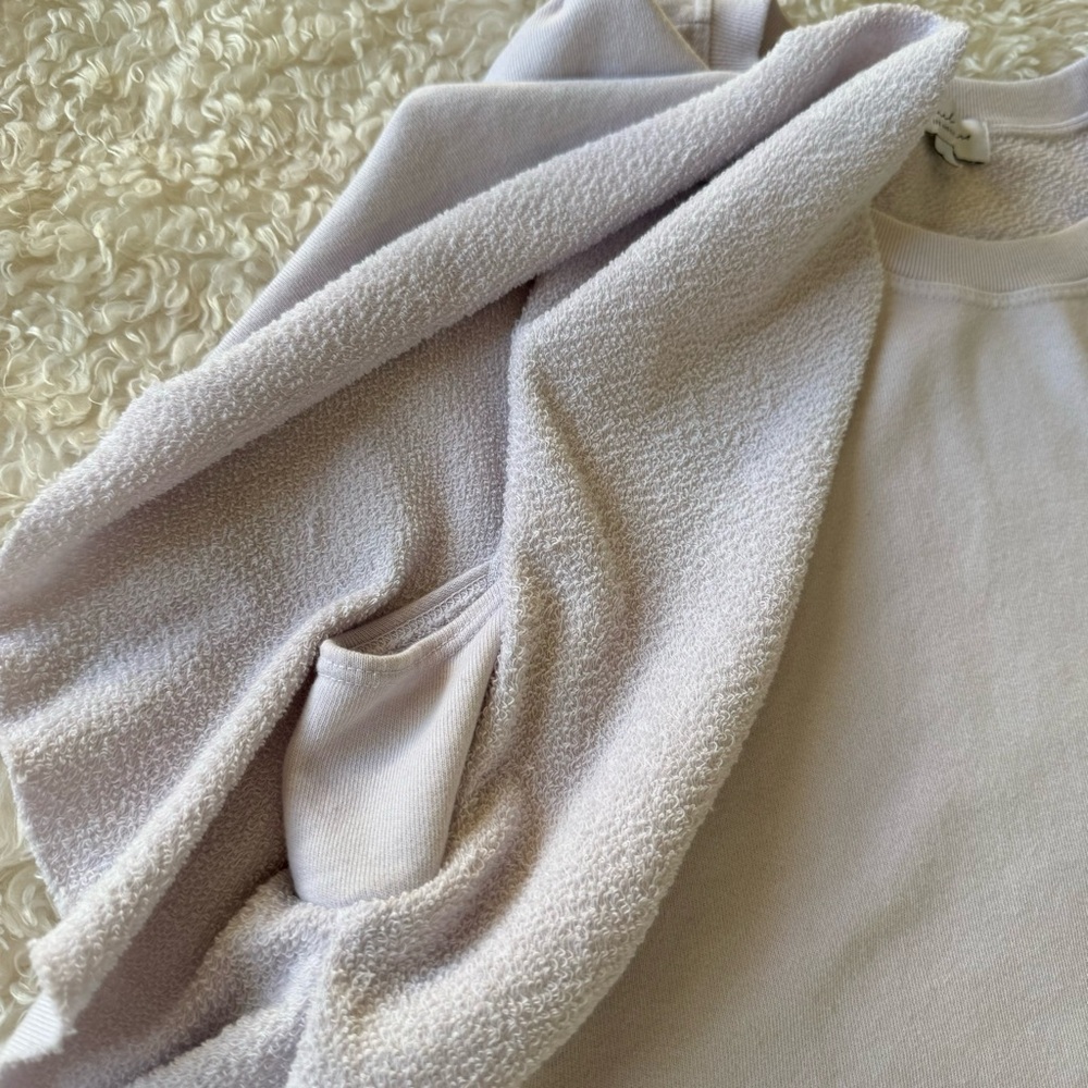 Michael Stars sweatshirt cascading ruffle short sleeve French terry top size L - Picture 7 of 11